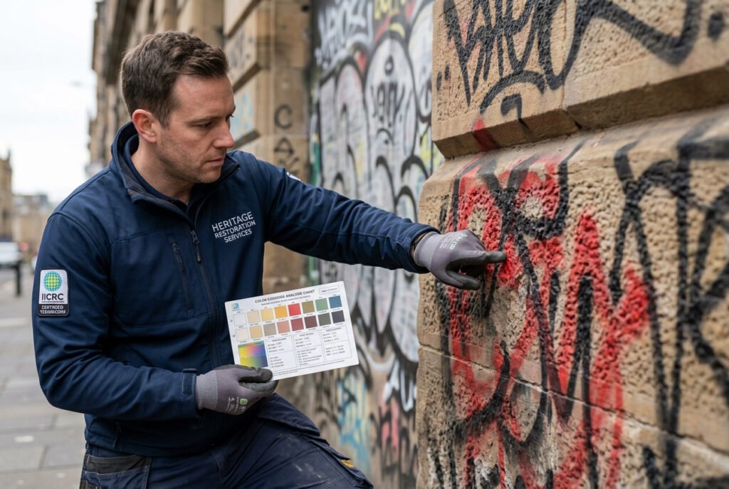 Limpieza de Graffitis - Diagnóstico de superficie antes de actuar, la diferencia entre limpiar y dañar