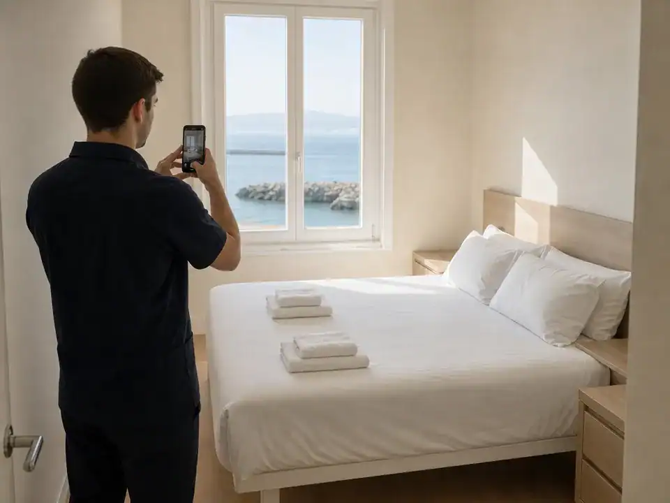 Limpieza de pisos turísticos en Getxo: foto del dormitorio ya preparado para el siguiente huésped