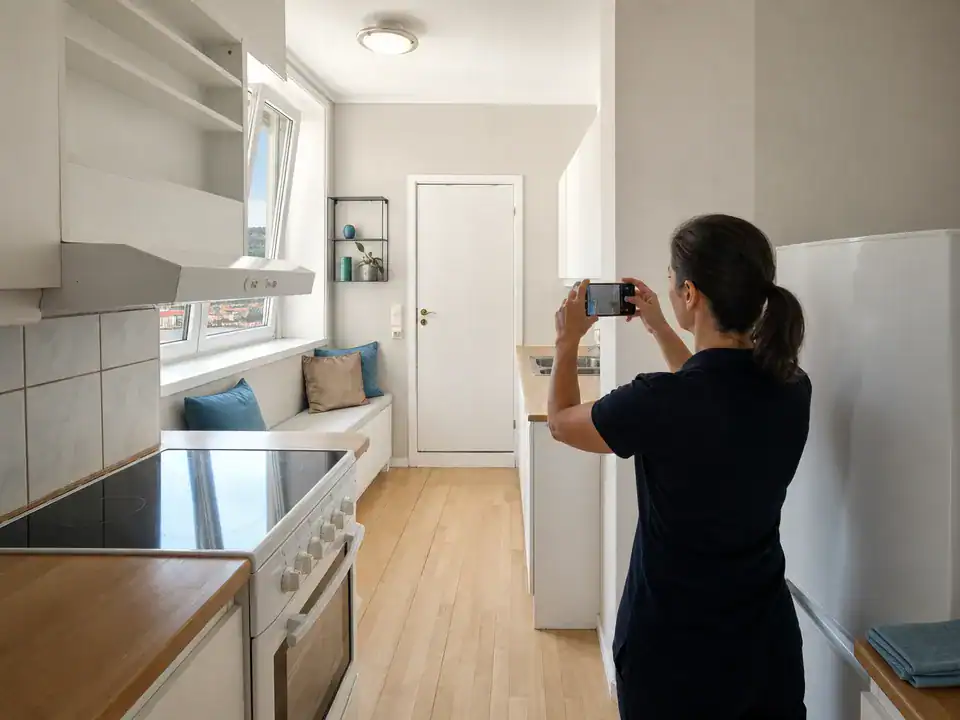 Limpieza de pisos turísticos en Portugalete: foto de confirmación de la cocina lista para el huésped