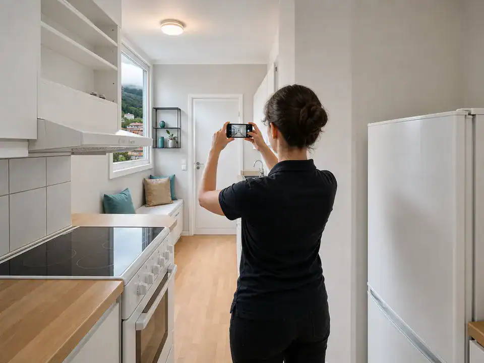 Limpieza de pisos turísticos en Galdakao: foto de confirmación de la cocina lista para el huésped