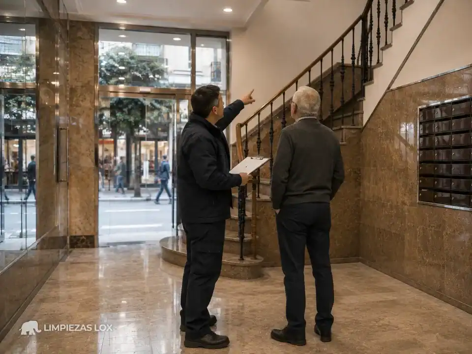 Limpieza de escaleras en Bilbao: presupuesto por portal revisado con el presidente de la comunidad