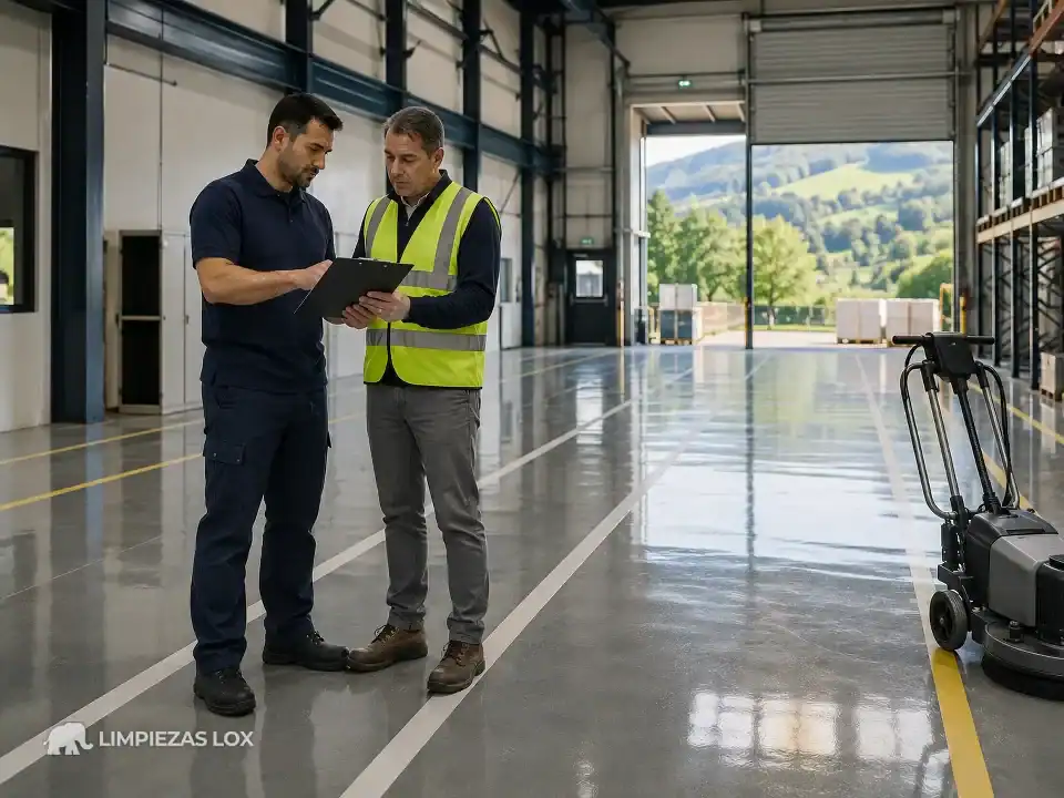 Limpieza de Fin de Obra en Durango: nave industrial con suelo epoxi entregada con garantía tras la reforma