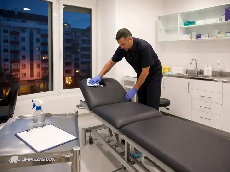 Limpieza de oficinas en Leioa: desinfección de puntos de contacto en una consulta con parte firmado
